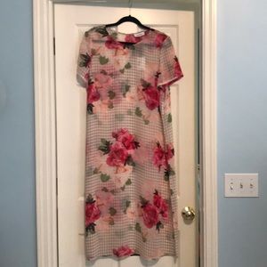 Calvin Klein sheer floral duster w/ side slits XL